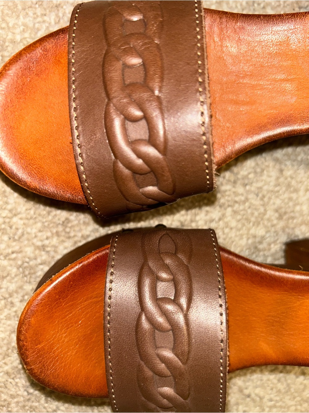 Brown Leather Platform Sandals with Ankle Strap - Picture 2 of 5